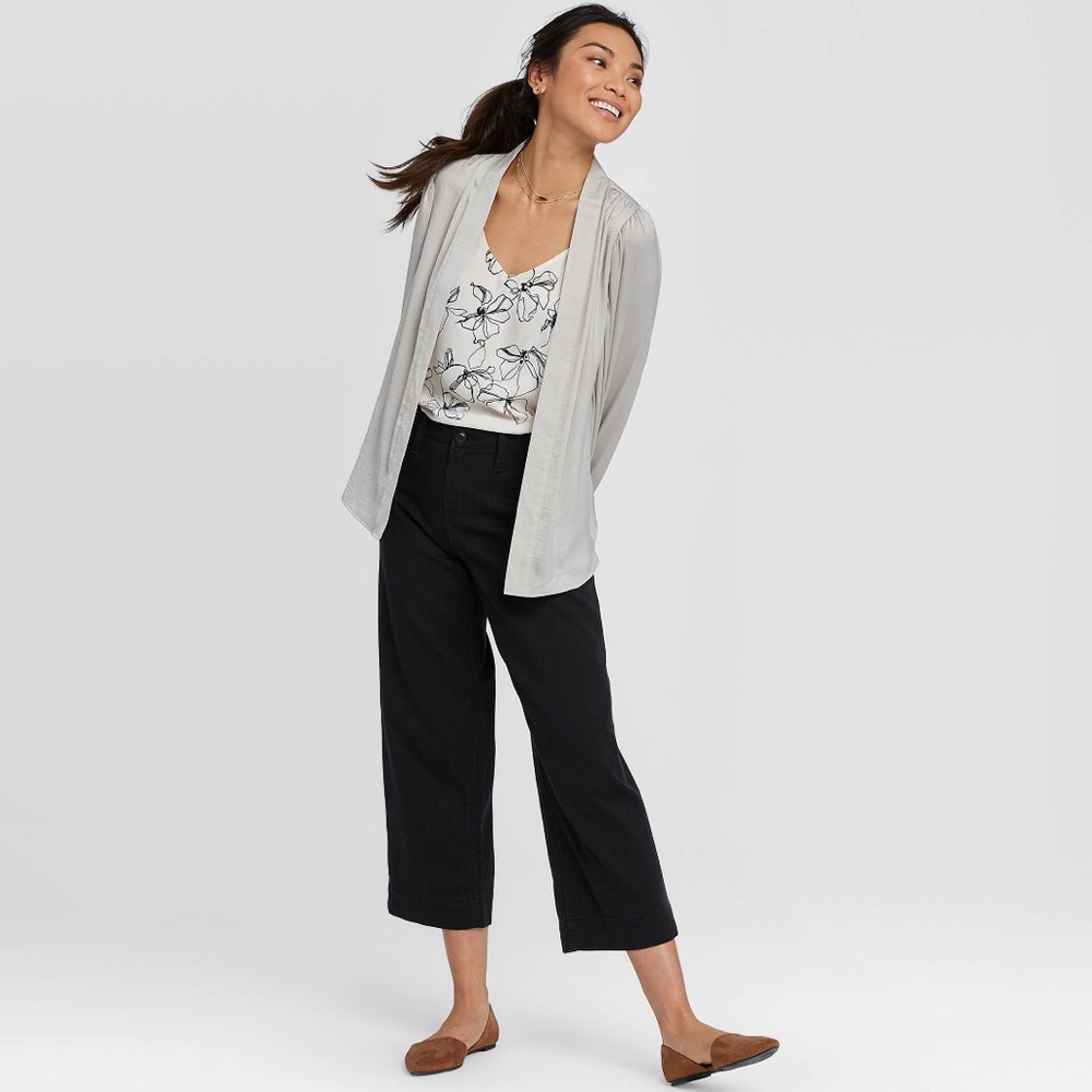 NWT A New Day Black High Rise Wide Leg Crop Pants - Picture 1 of 11